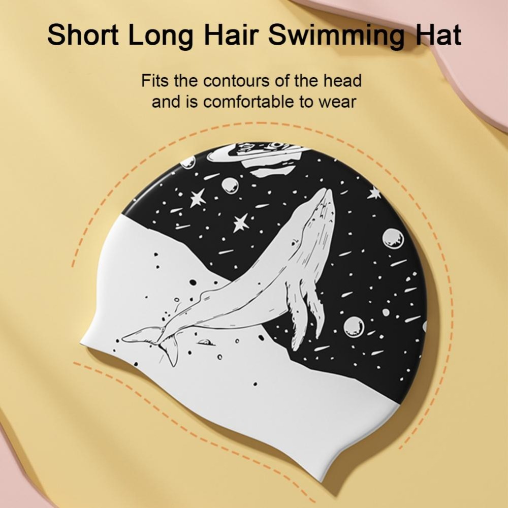 قبعة سباحة سيليكون سوداء مطبوع - مراجعة Swim Hat Silicone وسعره